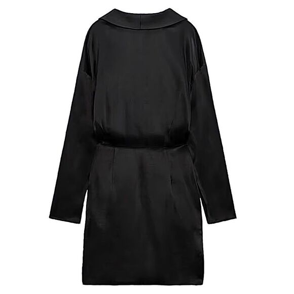 ZARA Dress Jewel Buckle Black Satin Size S BLOGGER FAVORITE• NEW WITH TAGS • - Picture 9 of 14